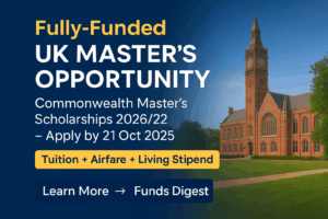 Fully-Funded Master’s Scholarship Opportunity: Commonwealth Masters Scholarships (UK)
